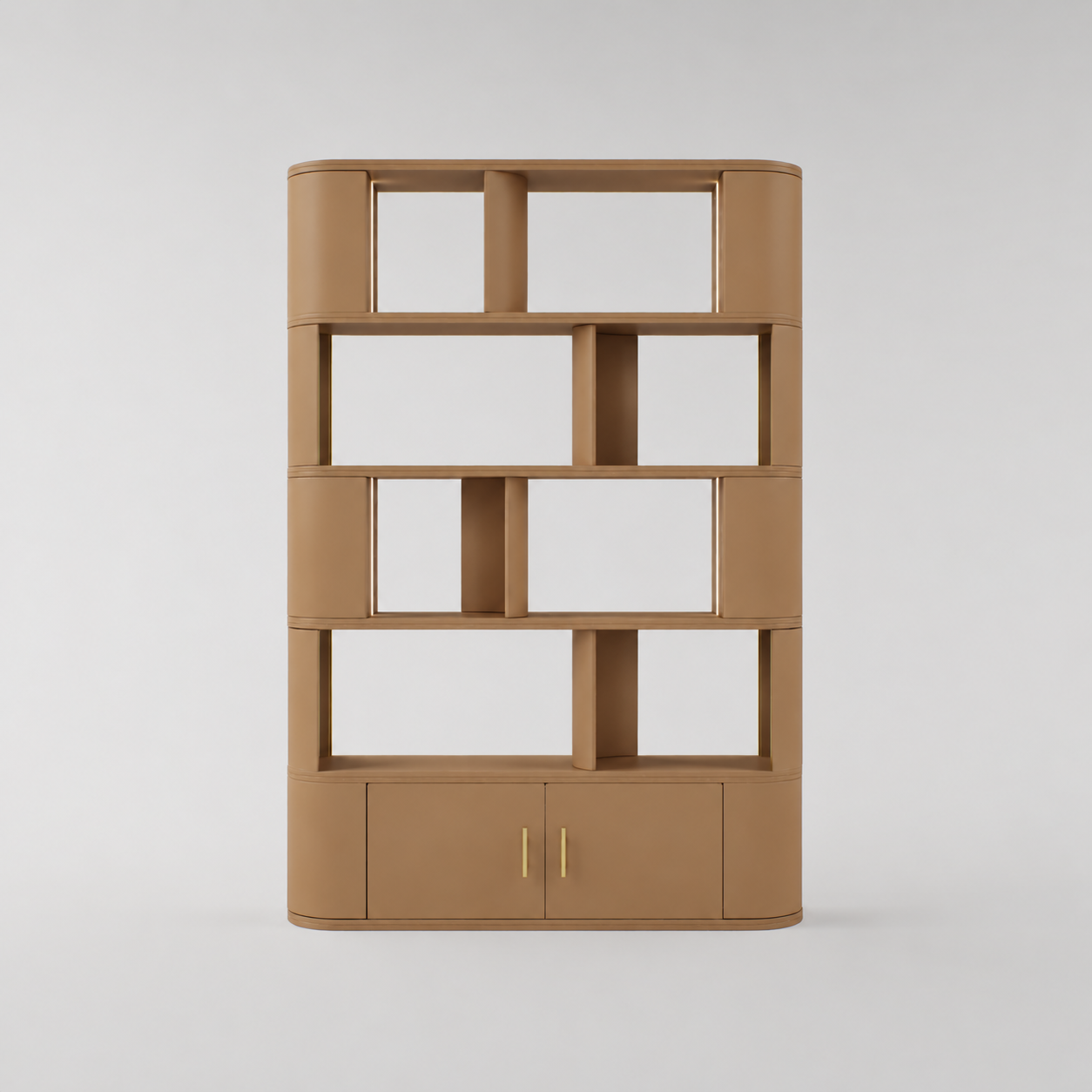 LED Curved Display Cabinet for Salons in Brown