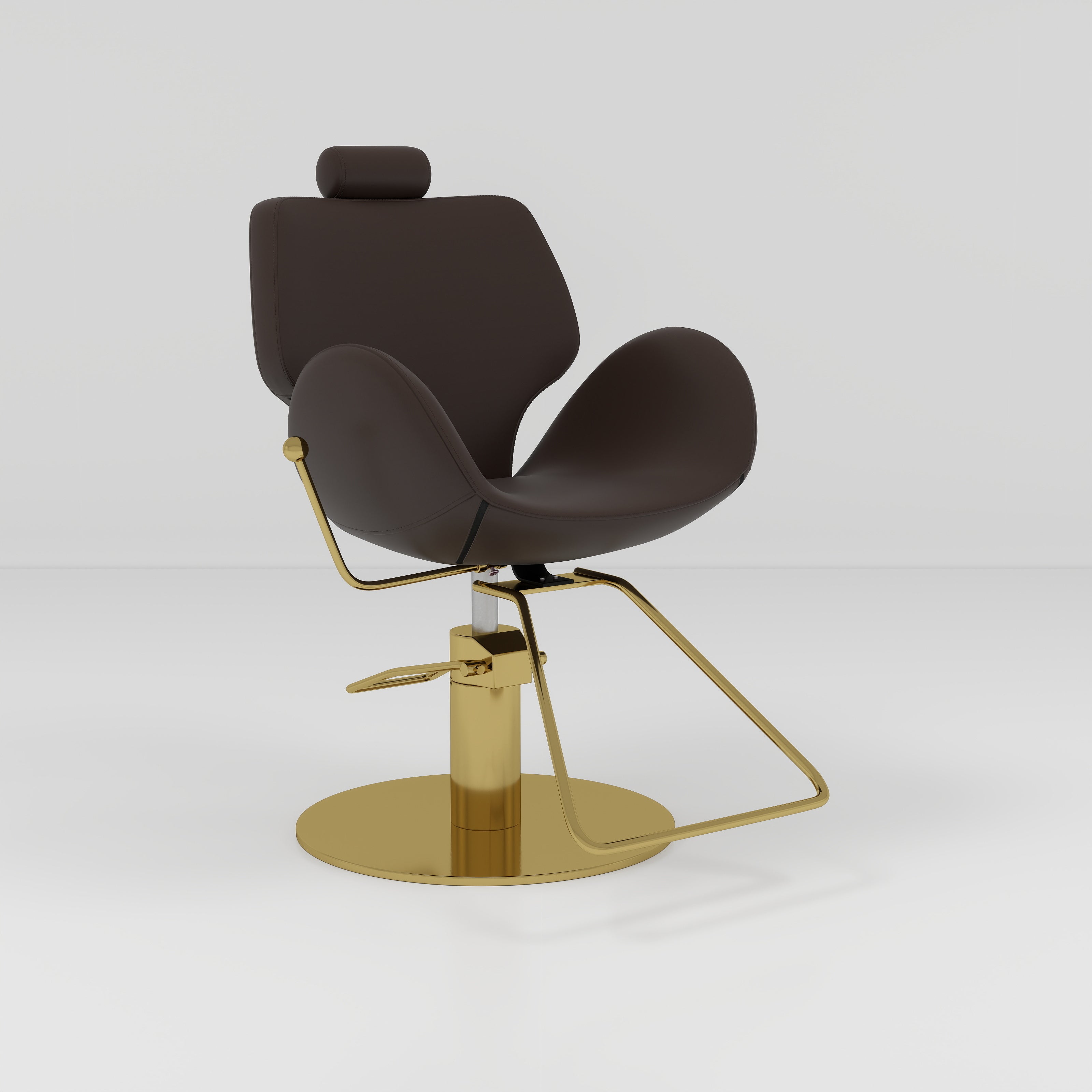 Modern Mocha Brown and Gold Hairdressing Chair for Stylists