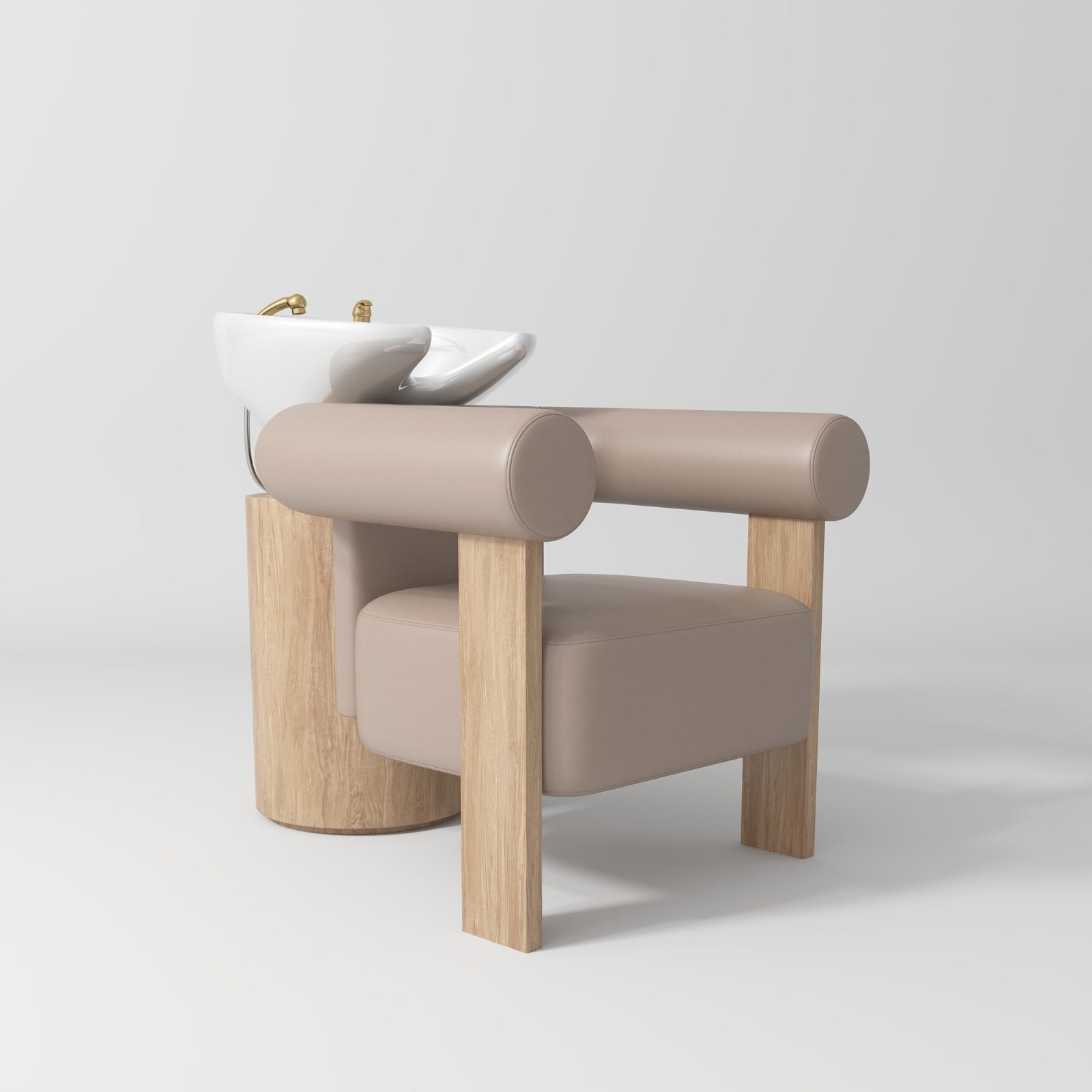 Brown Leather backwash unit for hair salons