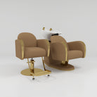 Brown and gold hairdressing furniture set 