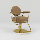 brown and gold modern hair styling chair