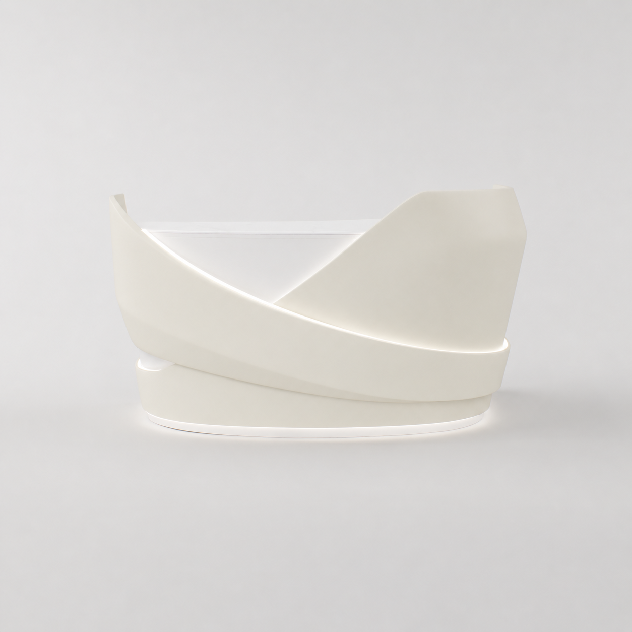 Italian-inspired reception desk with premium curved design.