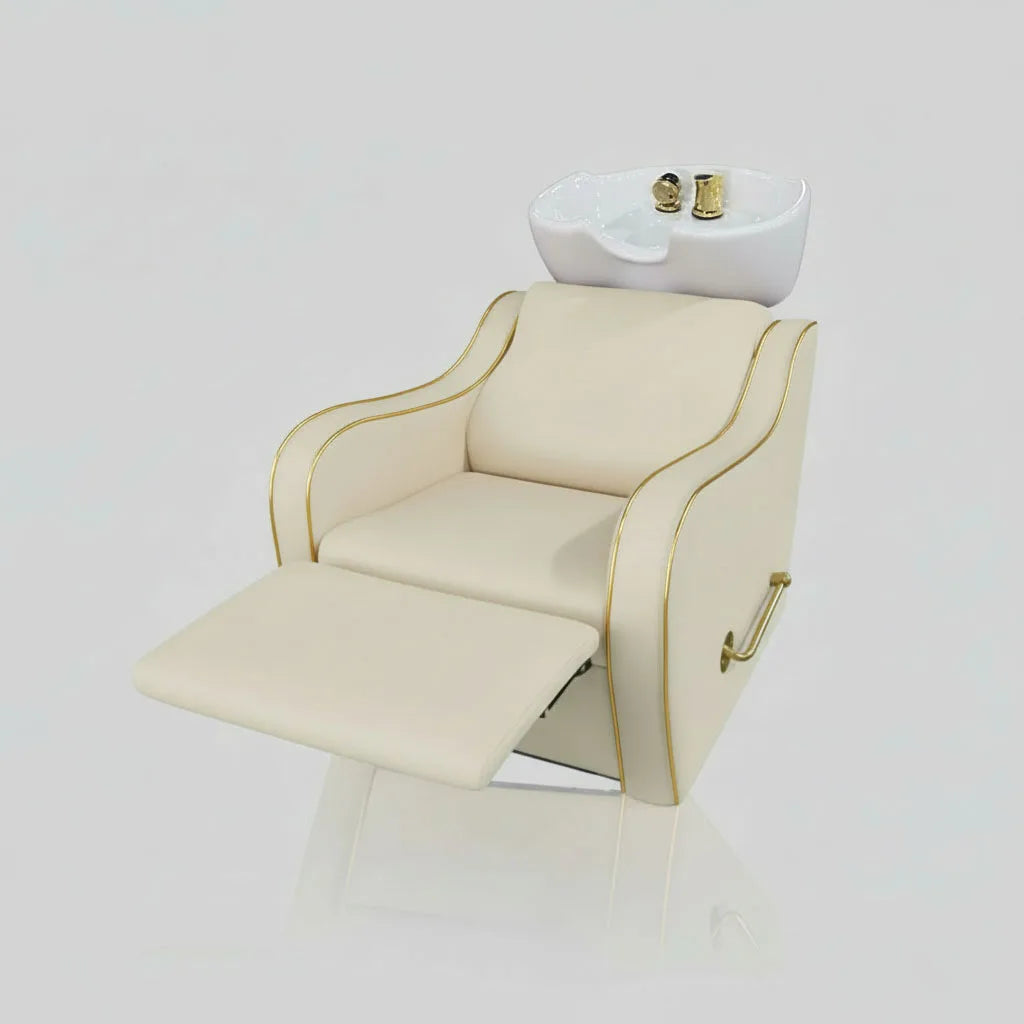 Cream and Gold Hairwash Unit in Vegean Leather