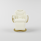 Cream Reclining Leather Chair with Gold Butterfly Base