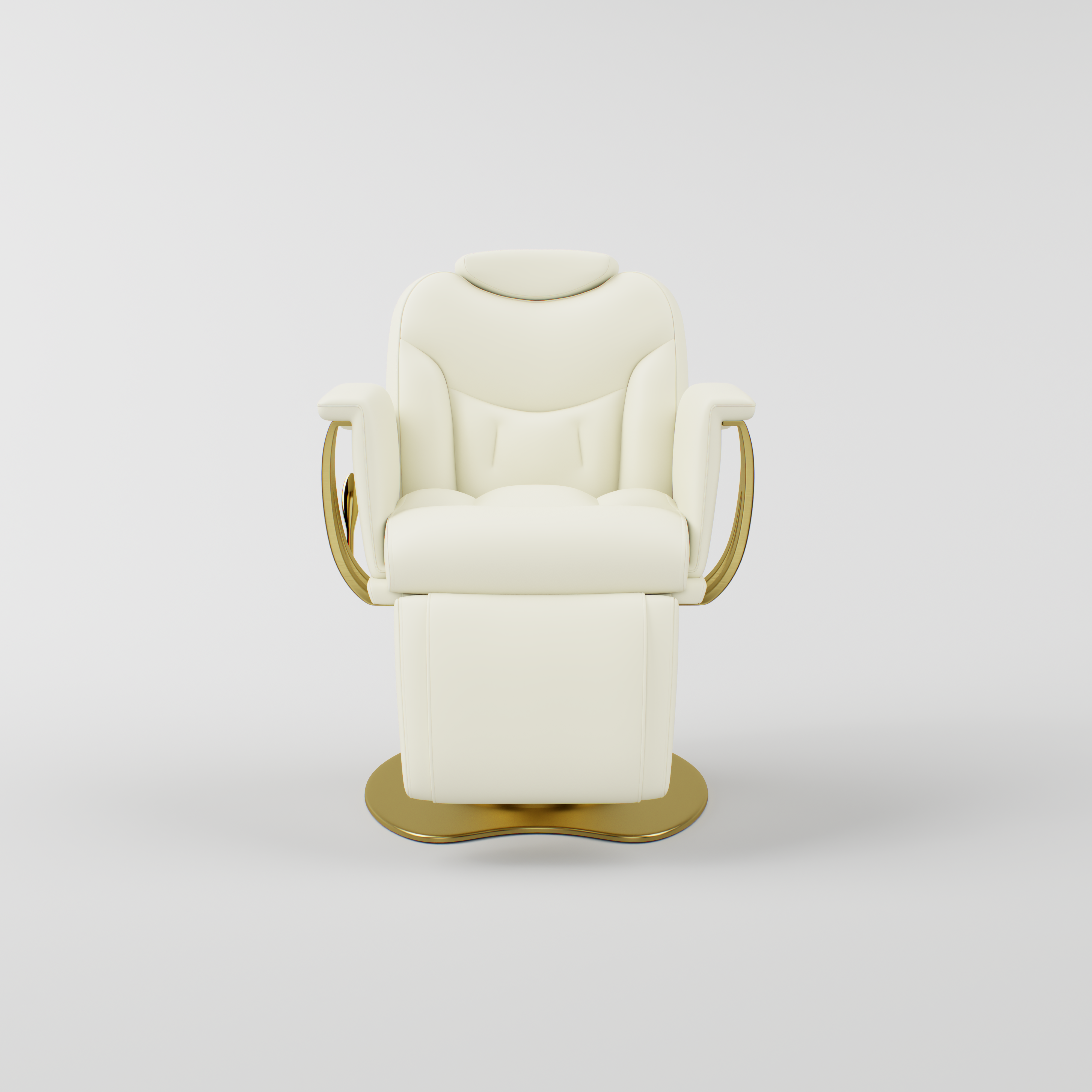 Cream Reclining Leather Chair with Gold Butterfly Base