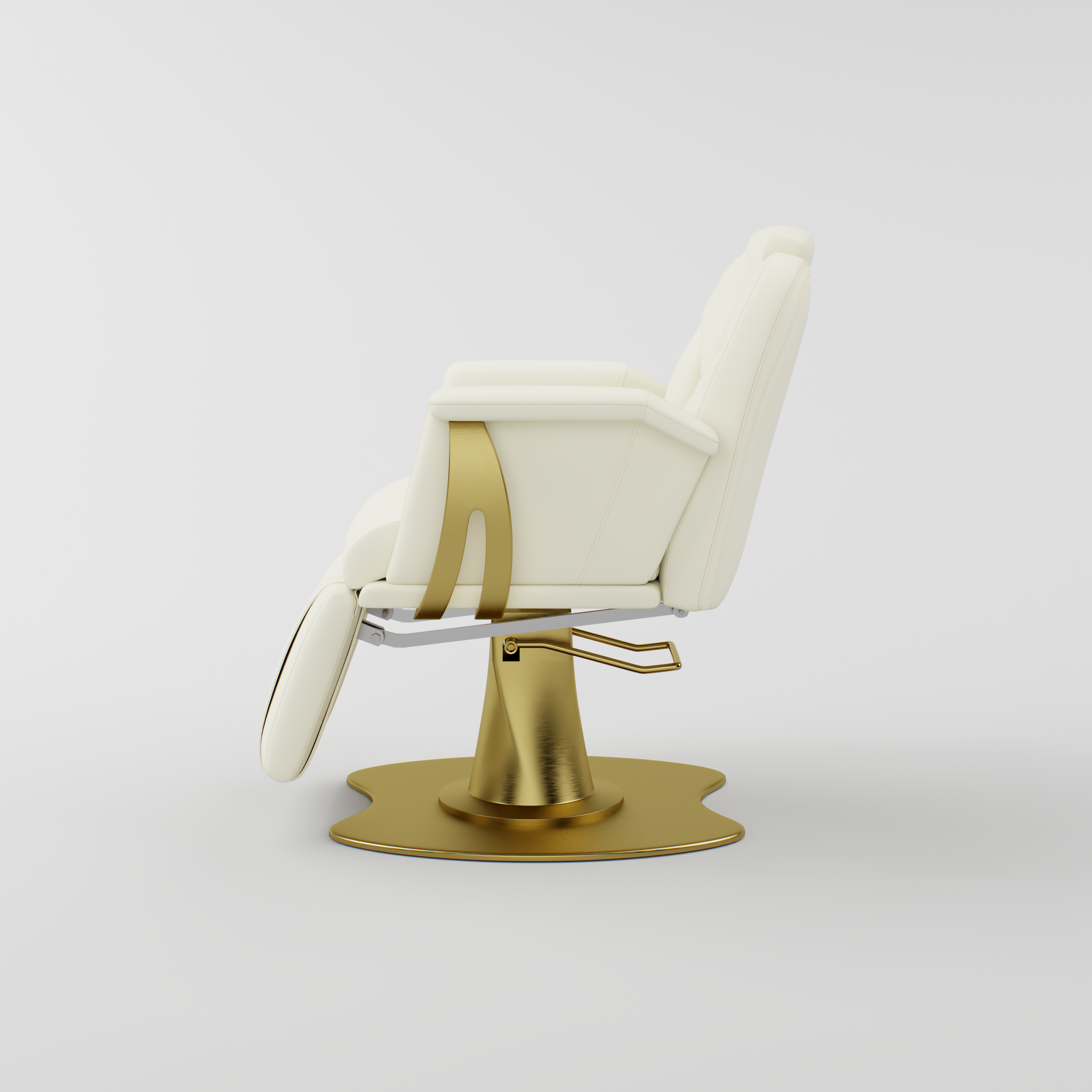 Cream and Gold Salon Chair with Adjustable Height