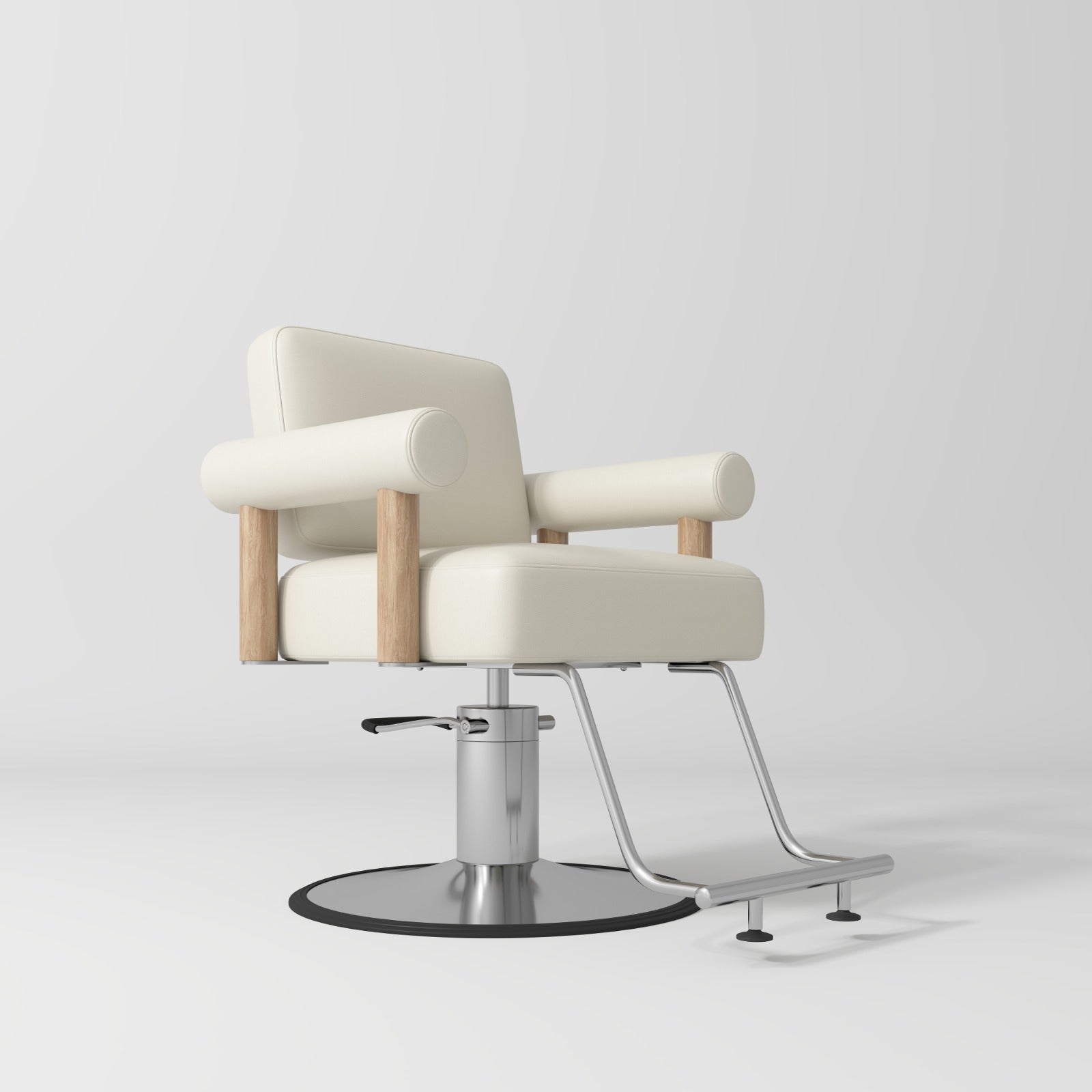 Wood and Silver base styling chair for salons