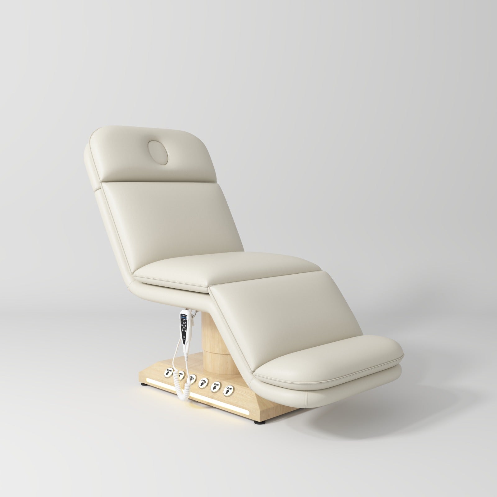 Cream and Wood Bed with Foot Control 