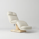 Electric Bed with Foot Control in Cream and Wood