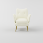 Armchair design with gold stainless steel legs and cream leather finish.