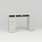 Cream single nail desk with white top and draws 