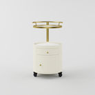 Salon cart featuring a sintered stone surface and convenient built-in storage drawers.