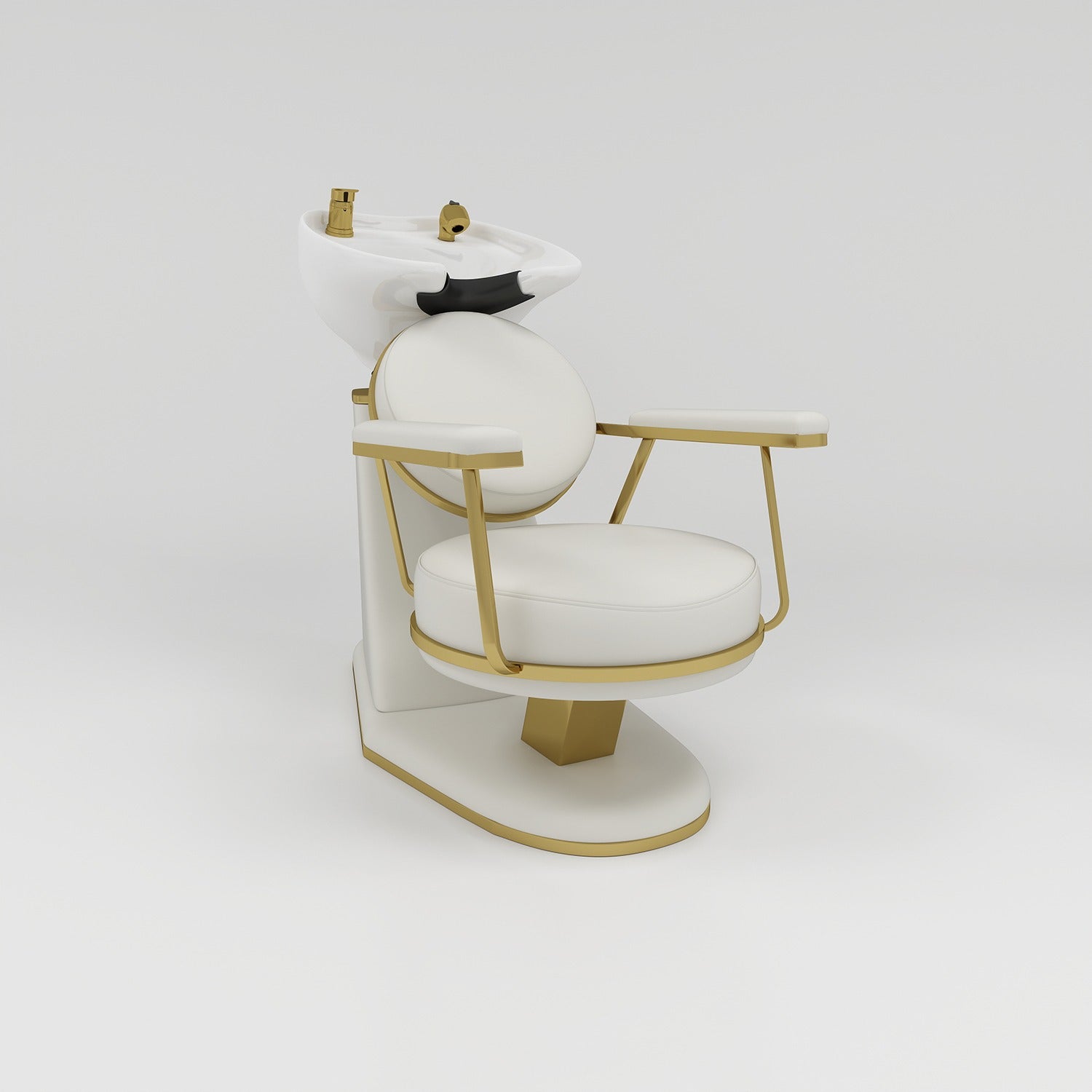 Cream leather and gold backwash unit