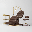 Height Adjustable Bed and Stool with Moonlight and Trolley in Gold