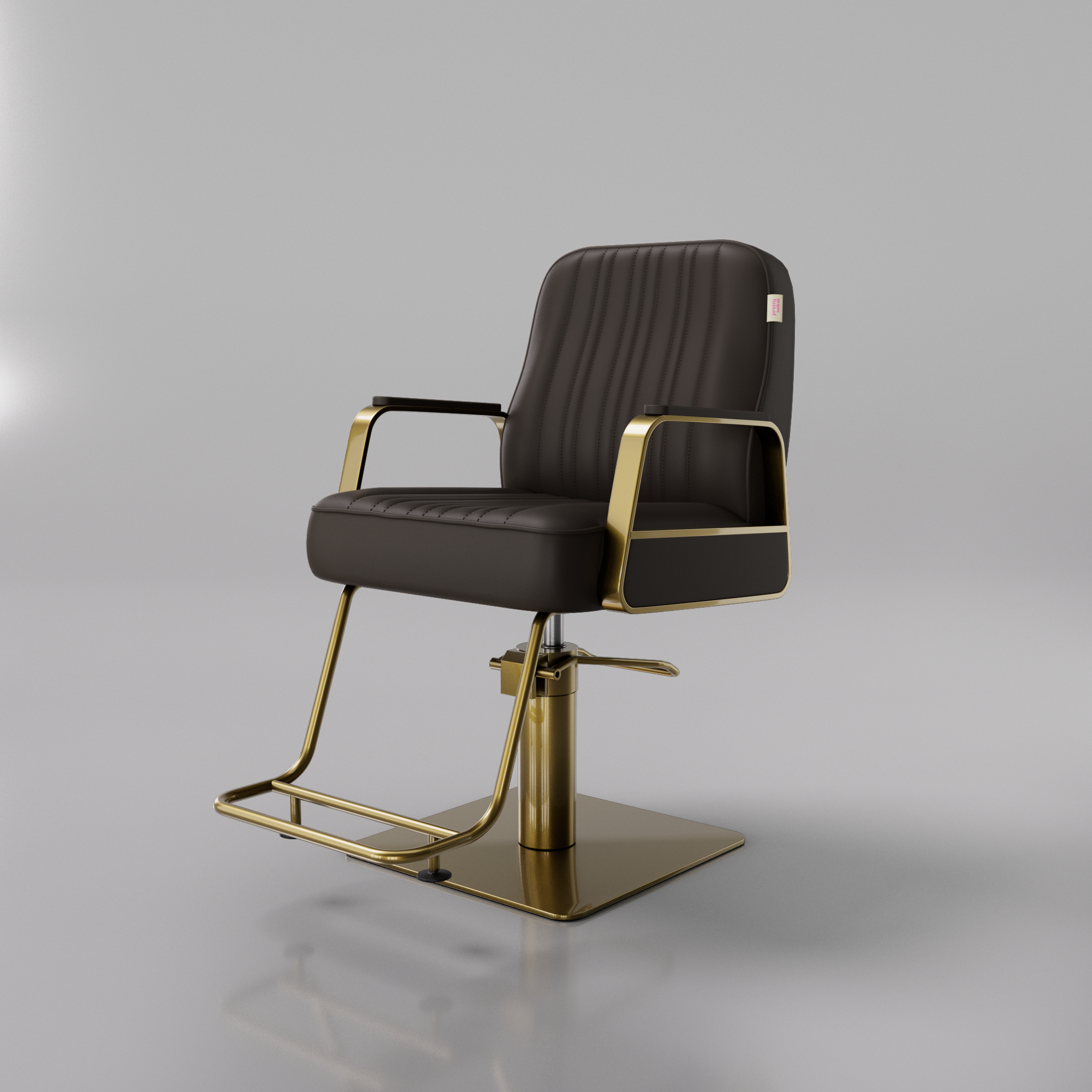 Dark Brown Hair Chair with Gold Footrest