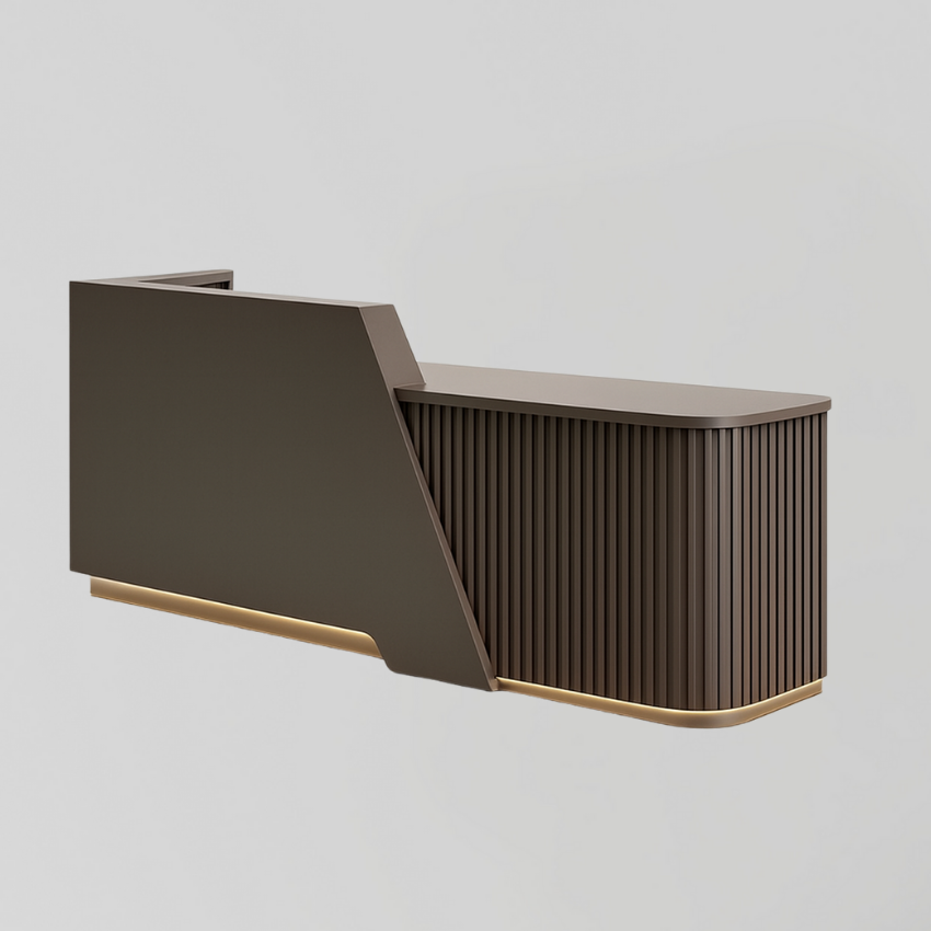 Reception Desk in Brown with LED Light