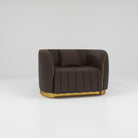 Mocha Brown Vegan Leather Waiting Chair with Gold Trim 