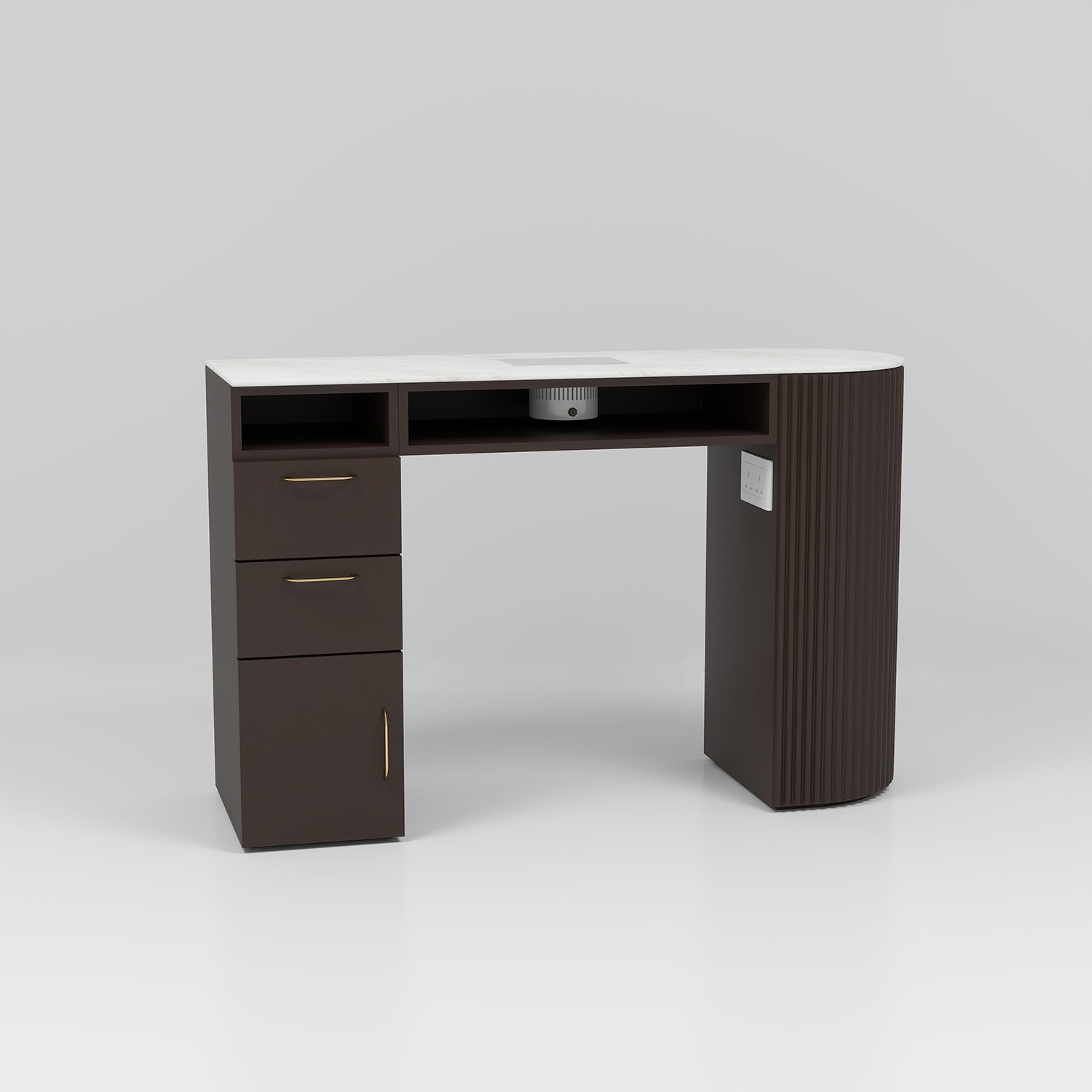 Brown Nail Desk with Draws and Fan