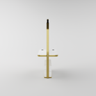 Luna salon mirror unit displaying the double-sided design, LED lighting, and lower sintered stone shelf.