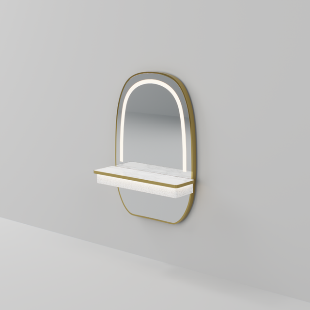 LED mirror with gold frame at 100cm