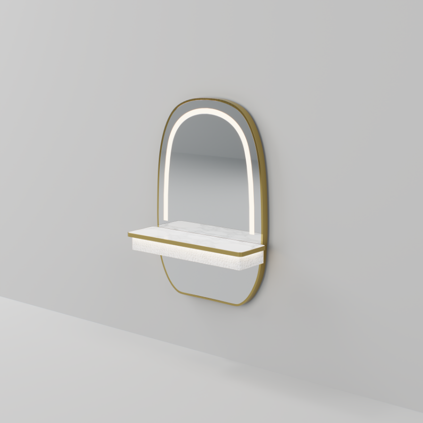 LED mirror with gold frame at 100cm