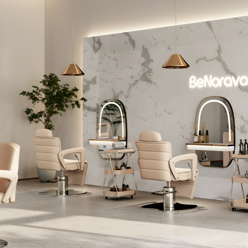 Luxury Salon Wall Mirrors with Gold Frame and LED