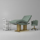 Adjustable Massage Bed Green with Gold Base