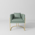 Sage Green Leather Chair with Gold Legs