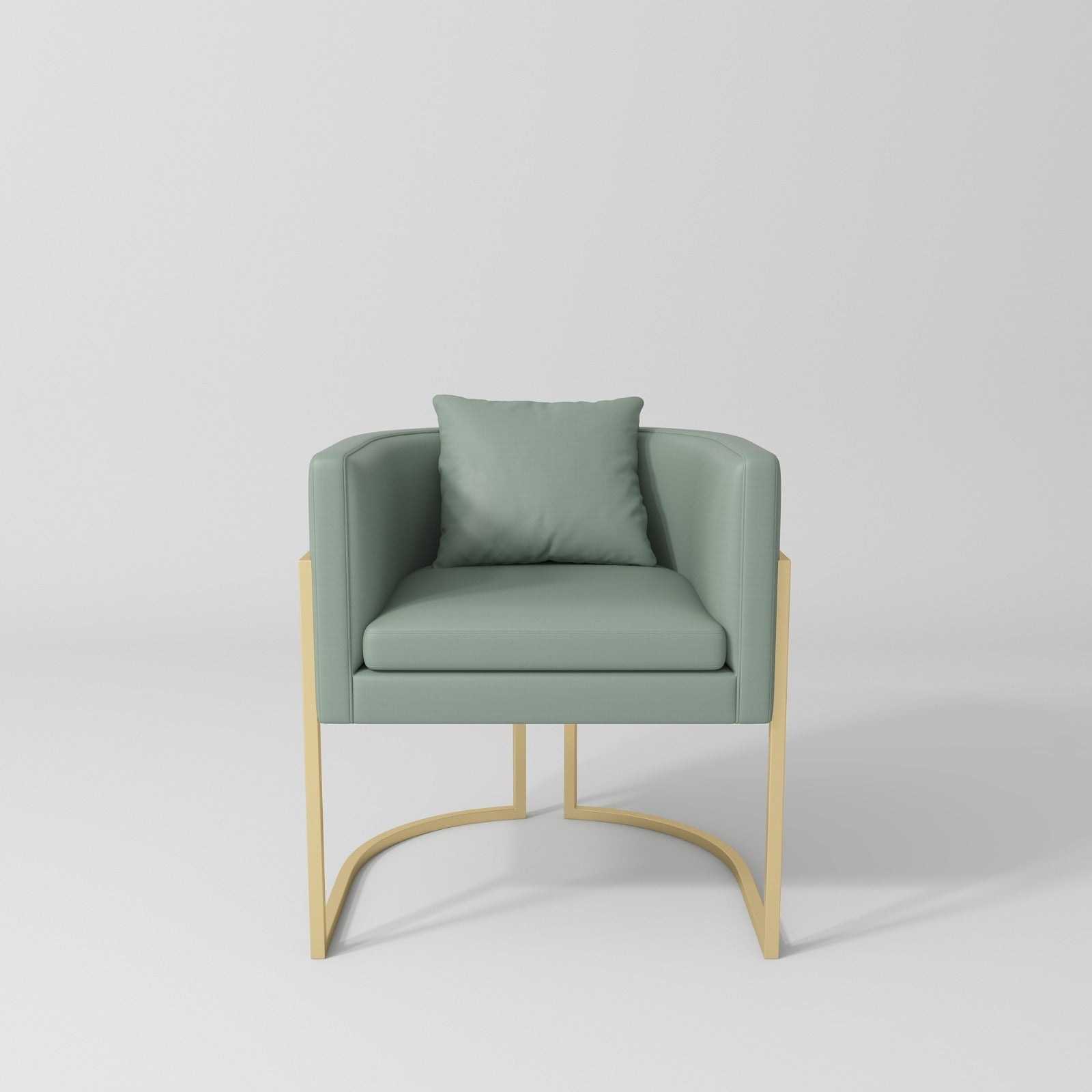 Sage Green Leather Chair with Gold Legs