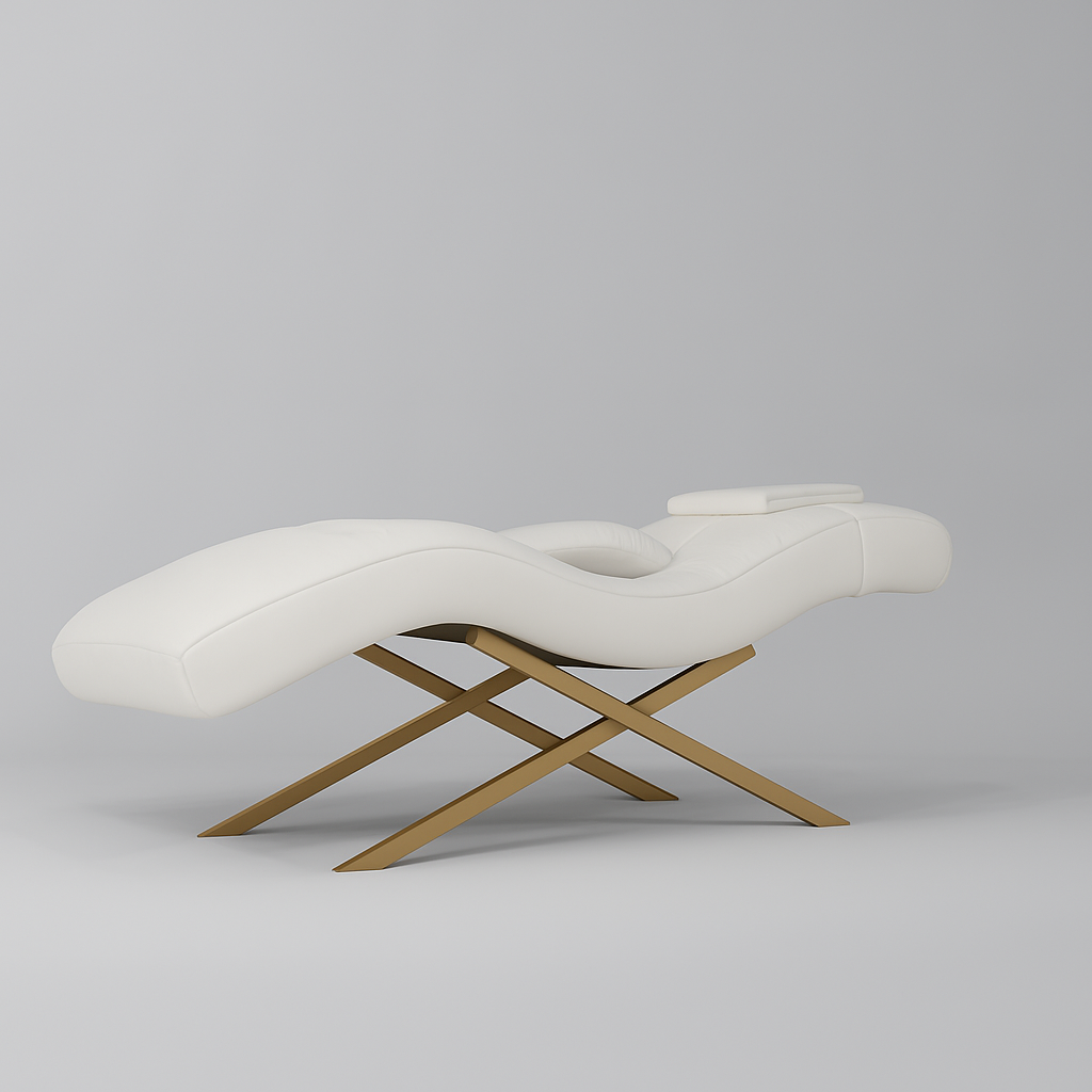 Curved Lash Bed with Pillow and Adjustable Headrest 