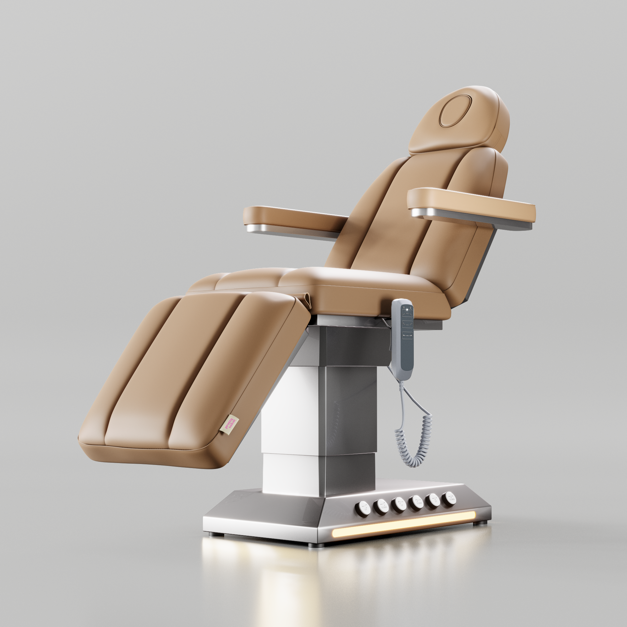 Brown Salon Bed Removable Arms and Silver Base