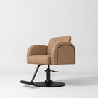 Light Brown Leather Styling Chair with Black Piping and Base