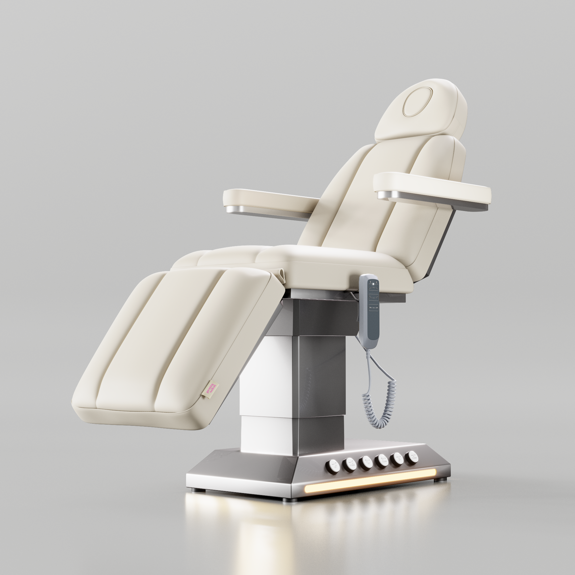 Cream Bed with Silver Base with Foot Control 