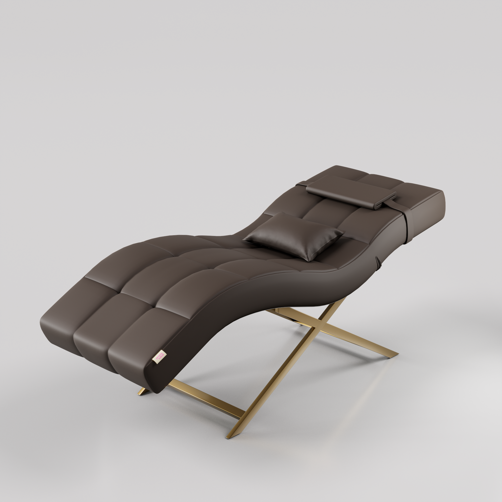 Dark Brown Lash bed with pillow and gold base