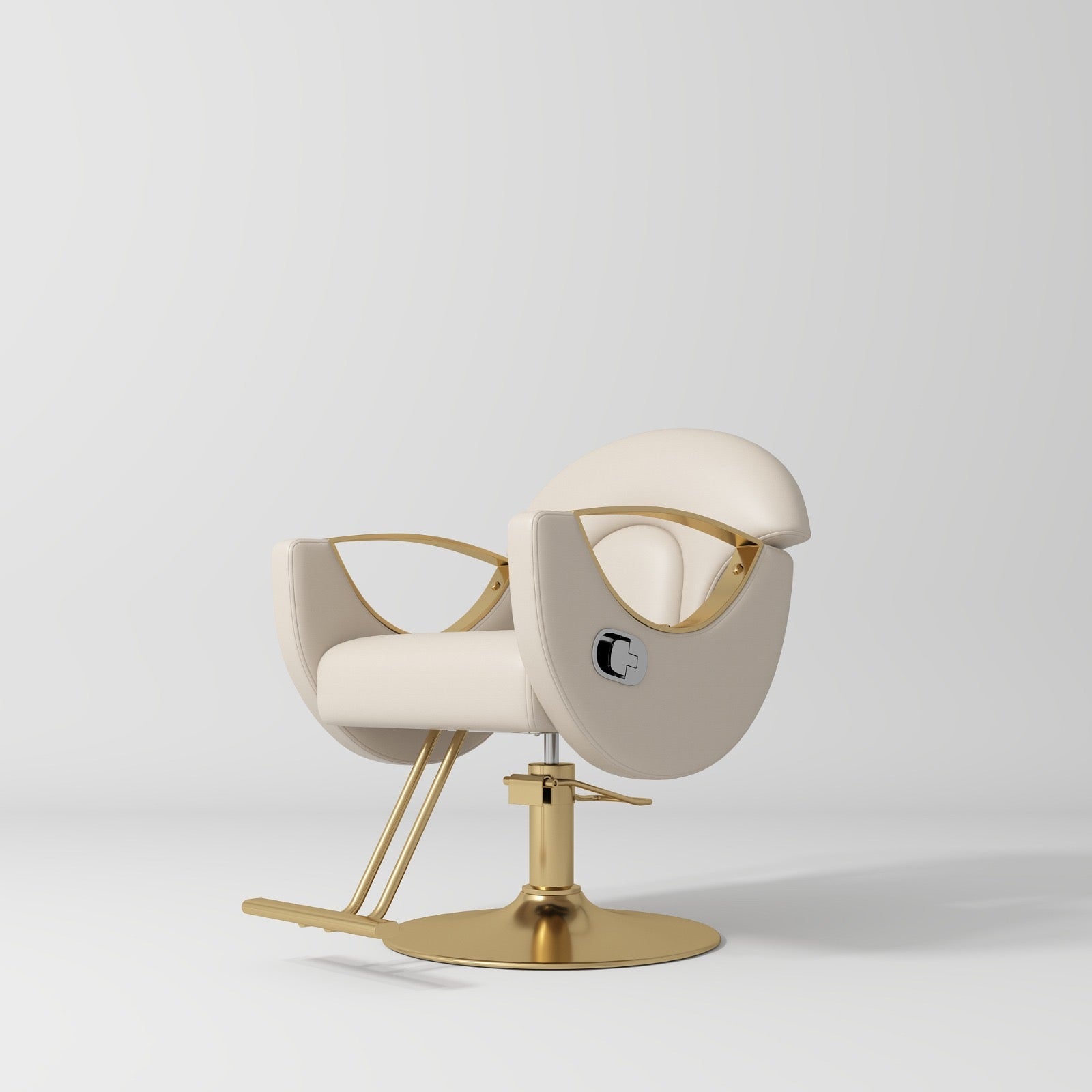 Nude and Gold Hairdressing Chair with foot pump
