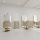 curved hair salon chairs with gold arms