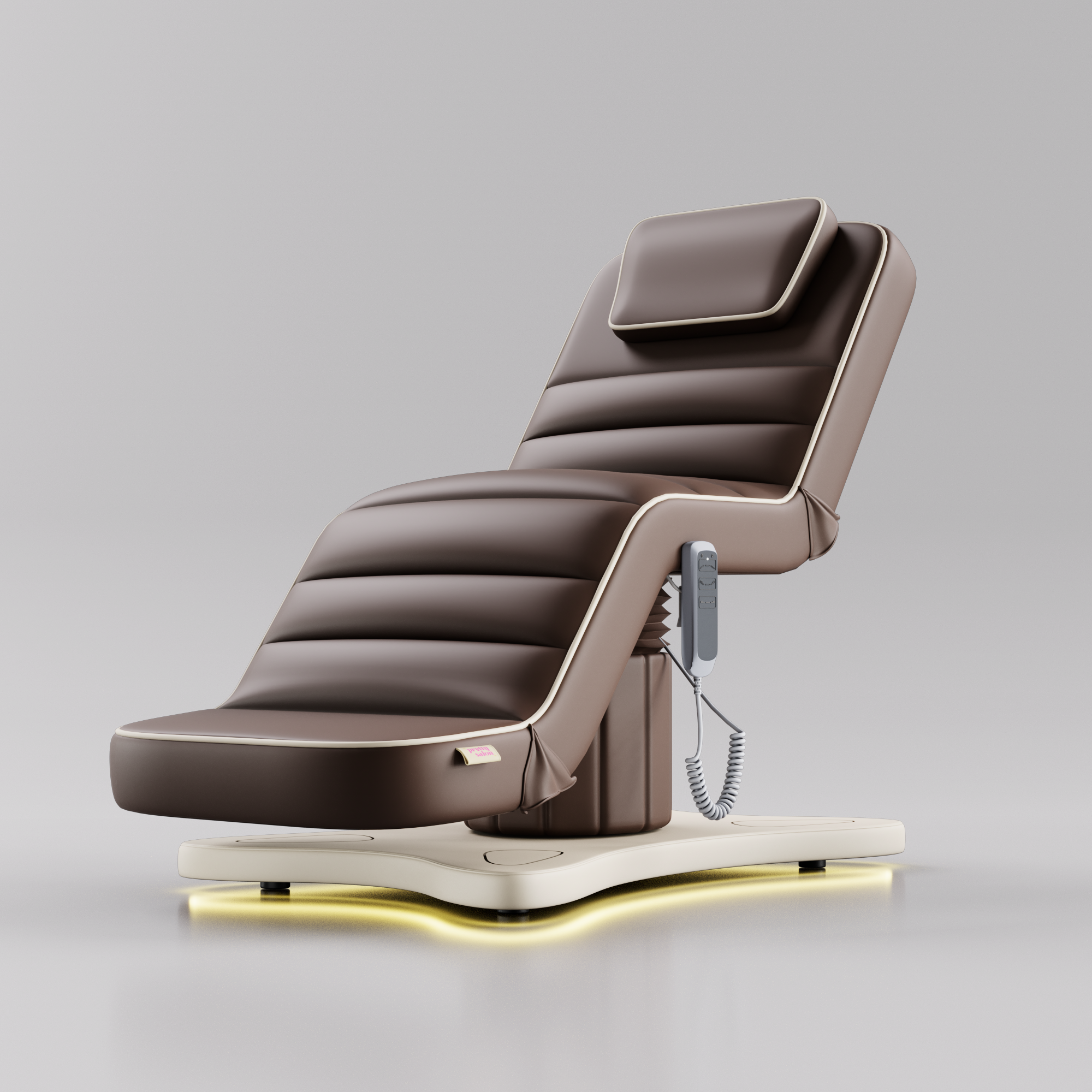 3 motor bed in brown leather 