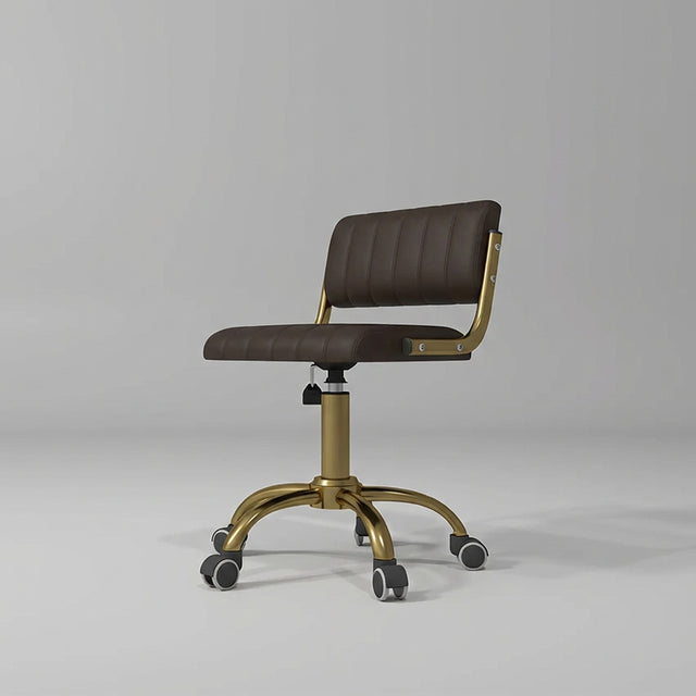 dark brown salon stool with gold base