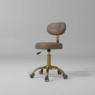 height adjustable salon stool in dark brown and gold