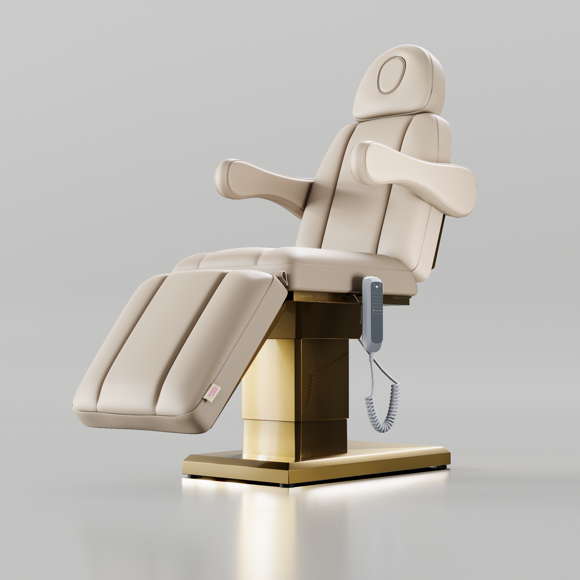 Nude Leather Electric Beauty bed with Gold base