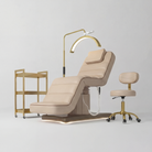 Furniture set of nude bed, trolley, moonlight and stool with Gold