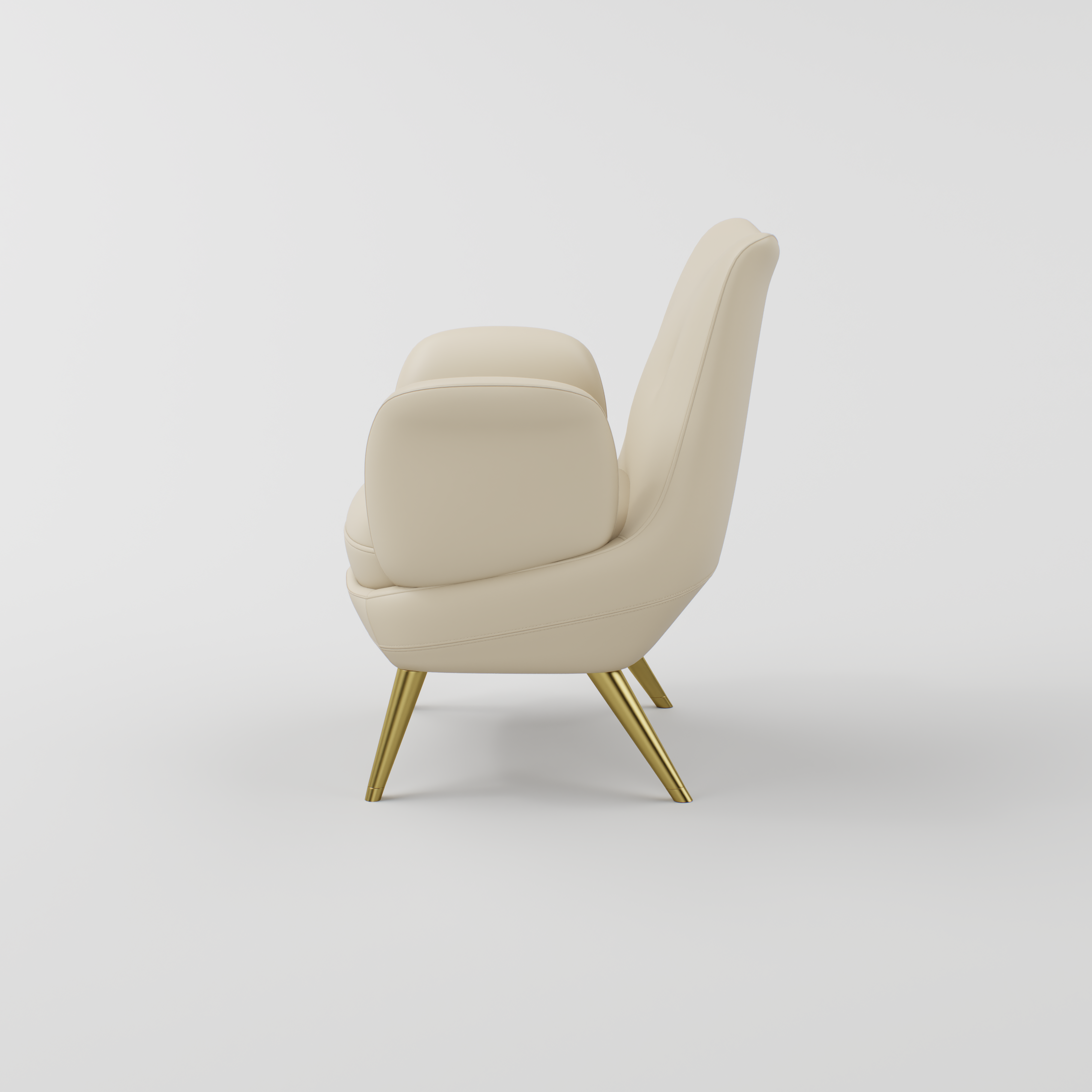 Nude and gold chair for nail customers side view