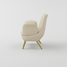 Nude and gold chair for nail customers side view 