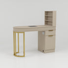 Nude Nail Table with Storage and Gold Legs