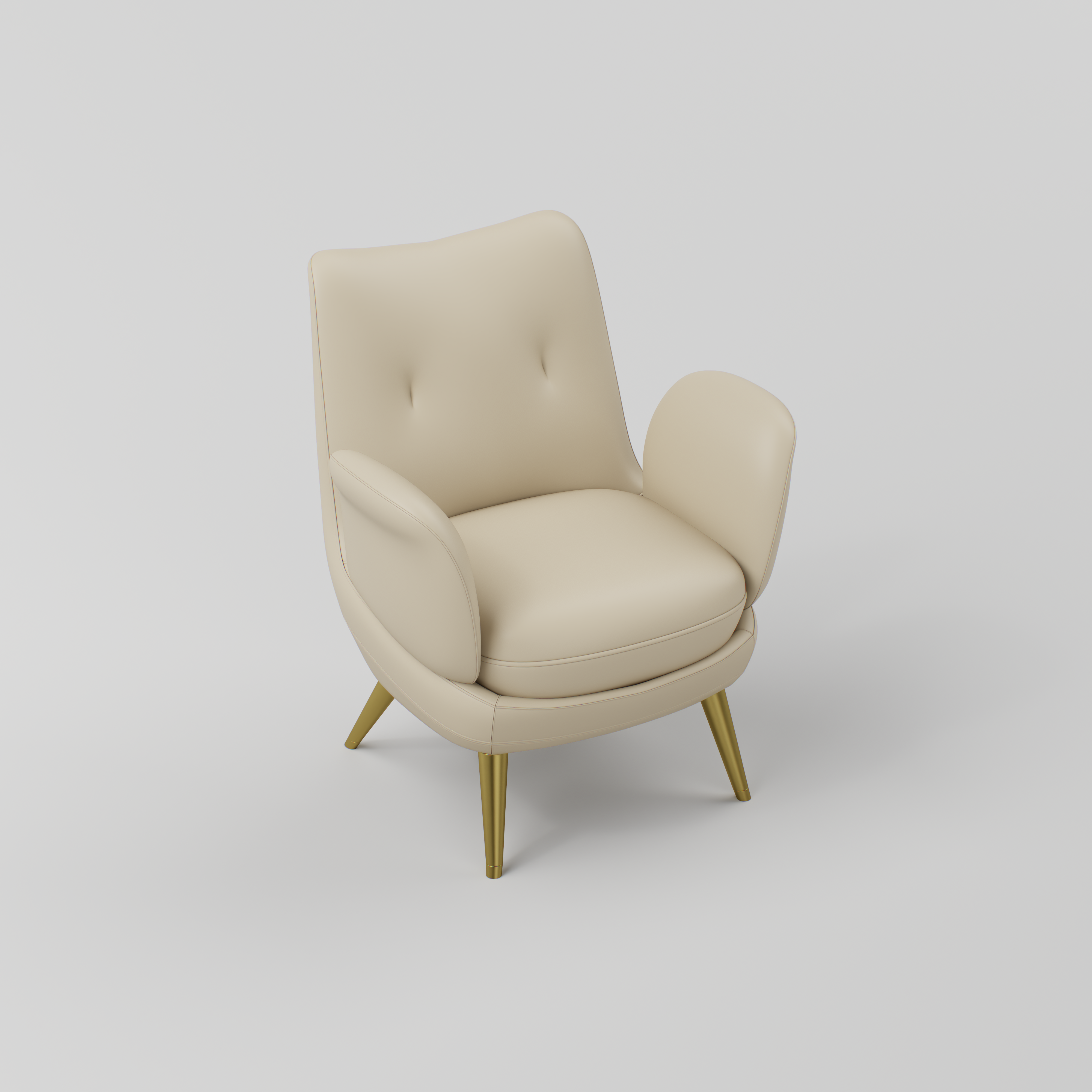 Nude armchair design with gold stainless steel legs