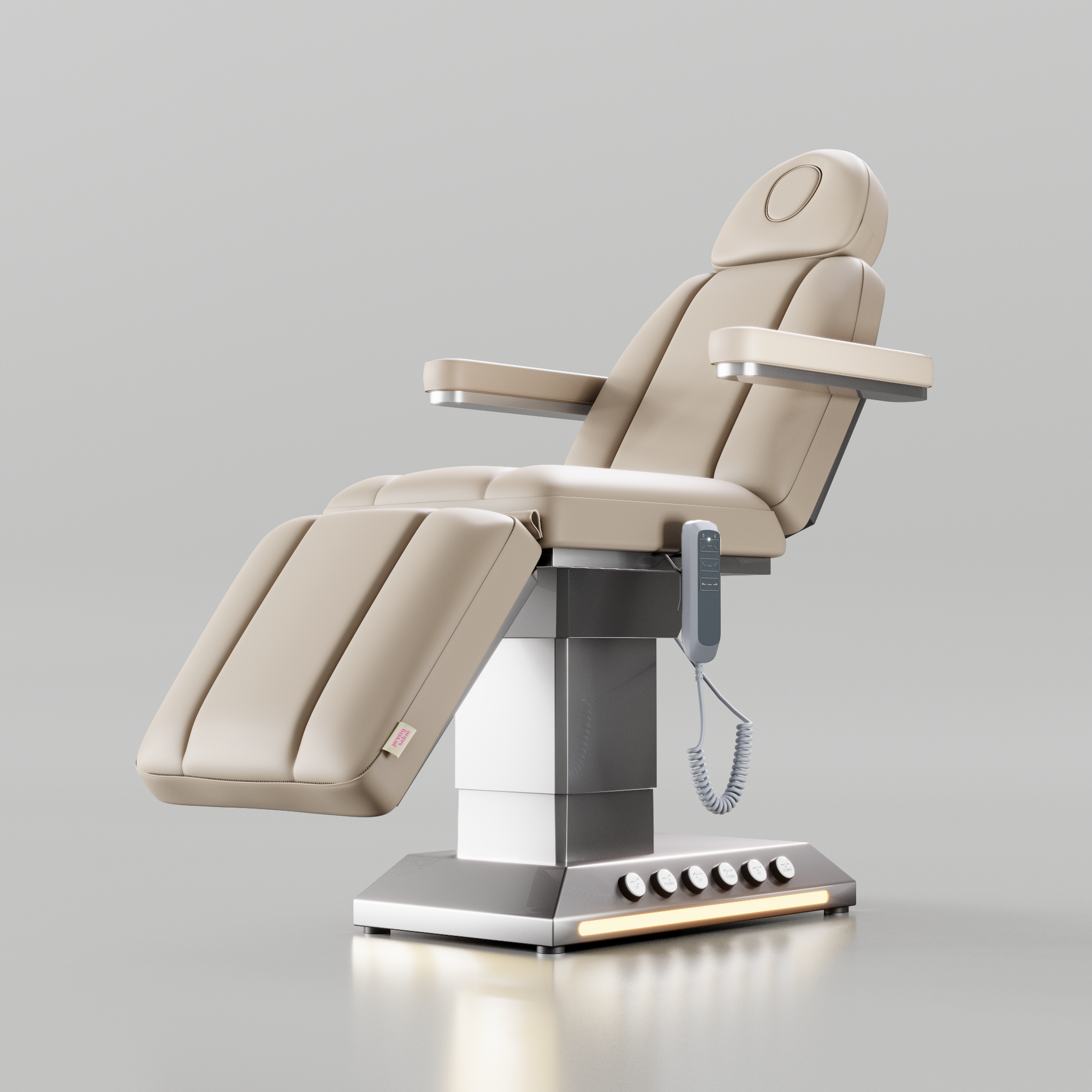 Premium Salon Bed in Nude with Electric Motor and Removable Arms