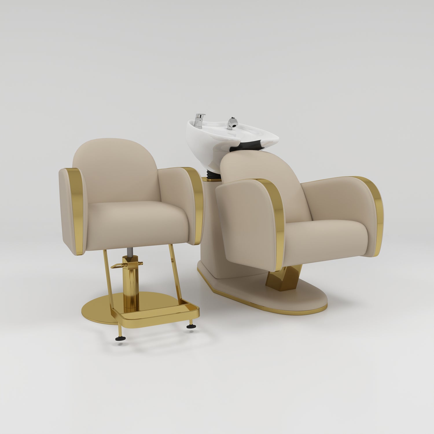 Hairdressing Set in Nude and Gold 