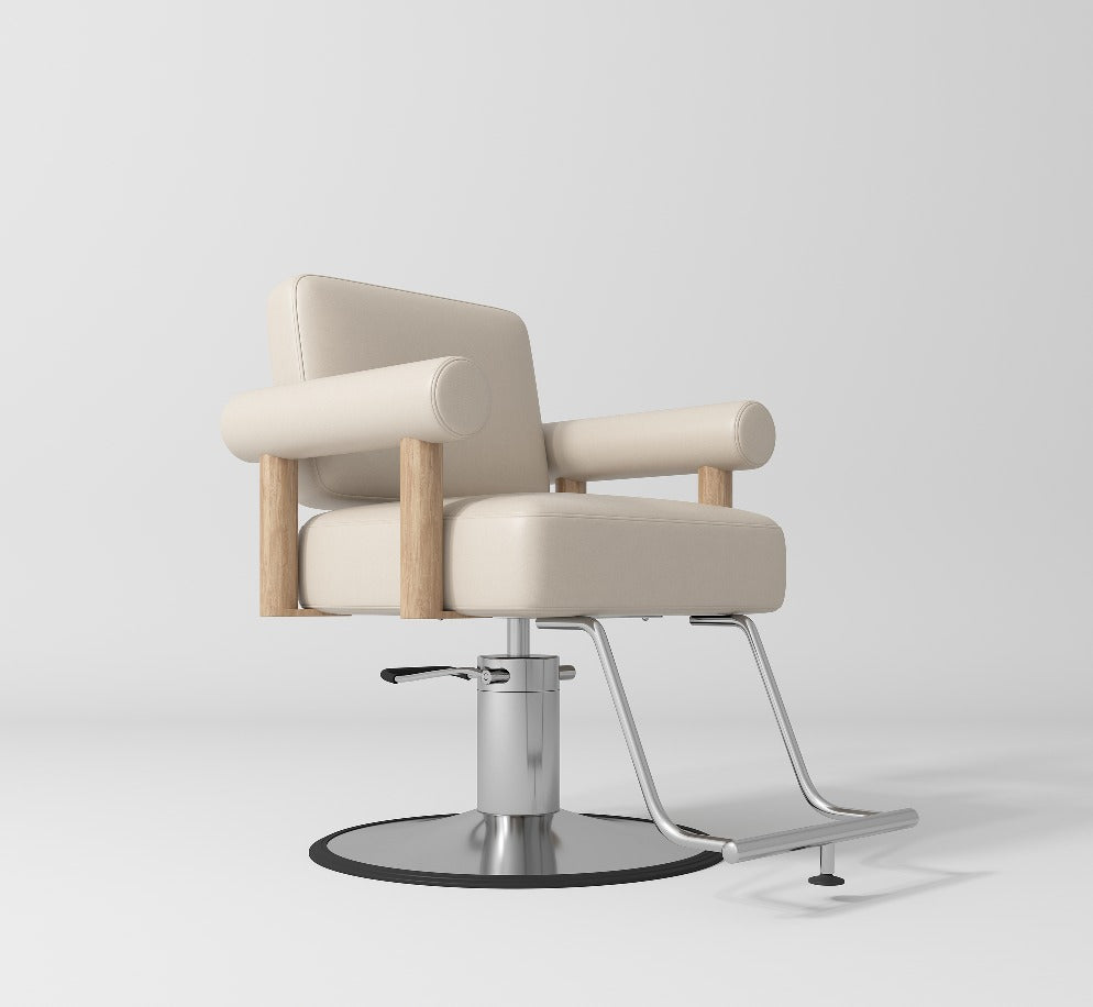 Hair Salon Chair in Nude and Silver 