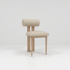Nude leather nail desk chair with oak legs 