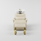 Nude and gold luxury backwash unit with footrest 
